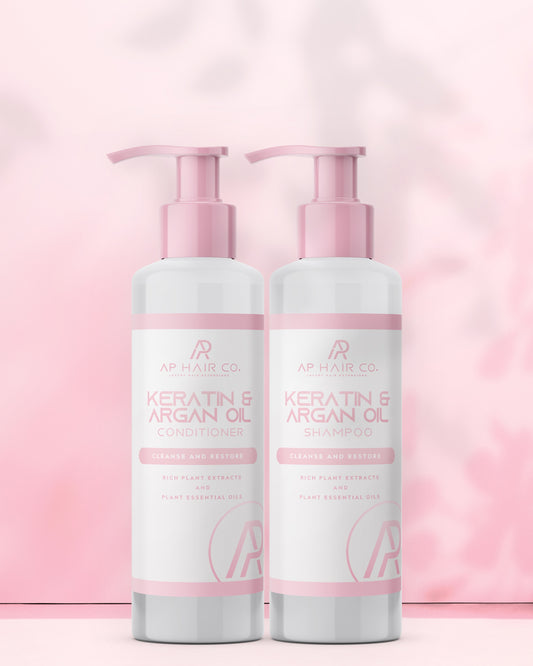 KERATIN & ARGAN OIL SHAMPOO & CONDITIONER SET